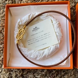 Hermes kisslock leather necklace